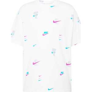 Tričko Nike Sportswear azurová / šedá / orchidej / bílá