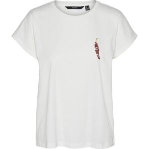 Tričko Vero Moda rákos / vínově červená / bílá