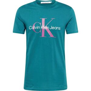 Tričko Calvin Klein Jeans petrolejová / pink / bílá