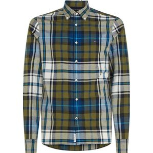 Košile 'Tartan' Tommy Hilfiger modrá / olivová / černá / bílá