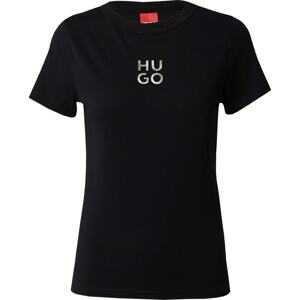 Tričko 'Classic' HUGO černá / stříbrná
