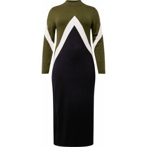 Úpletové šaty 'NANCY' Vero Moda Curve olivová / černá / bílá