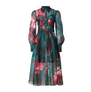 Karen Millen Košilové šaty smaragdová / pink / růže / černá