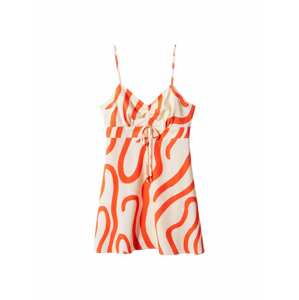 MANGO Letní šaty 'PEPITA' světle béžová / tmavě oranžová