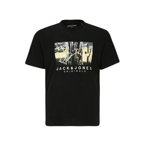 Jack & Jones Plus Tričko 'SPLASH' pastelově žlutá / antracitová / černá / bílá