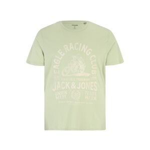 Jack & Jones Plus Tričko 'BIKE' slonová kost / pastelově zelená