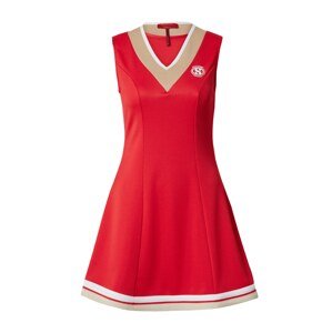 MAX&Co. Šaty 'NET' světle béžová / červená / bílá