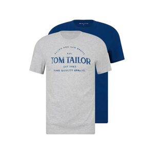 TOM TAILOR Tričko  modrá / šedý melír