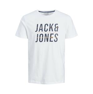 JACK & JONES Tričko 'Xilo' marine modrá / oranžová / bílá