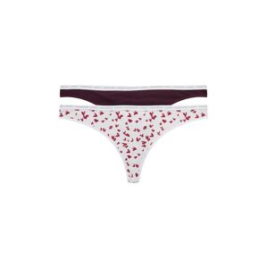 Calvin Klein Underwear Tanga  ostružinová / červenofialová / bílá / barva bílé vlny