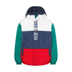 Tommy Jeans Zimní bunda námořnická modř / smaragdová / červená / bílá