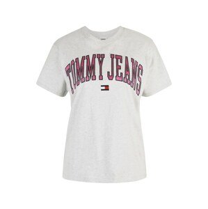 Tommy Jeans Tričko  světle šedá / růžová / ohnivá červená / černá