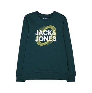 Jack & Jones Junior Mikina 'Luca'  žlutá / tmavě zelená / bílá