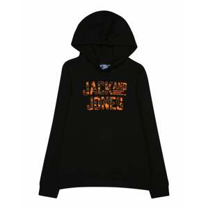Jack & Jones Junior Mikina 'PEACE WALKER'  khaki / jasně oranžová / černá