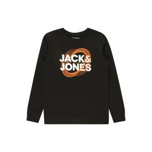 Jack & Jones Junior Mikina 'LUCA' tmavě oranžová / černá / bílá