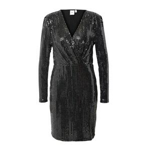 ICHI Koktejlové šaty 'Porter' černá / stříbrná
