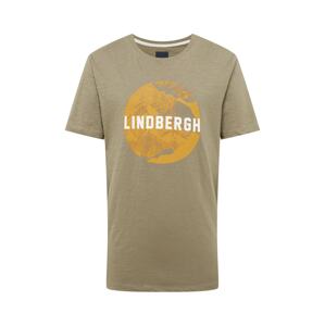 Lindbergh Tričko 'Brand'  šafrán / khaki / bílá