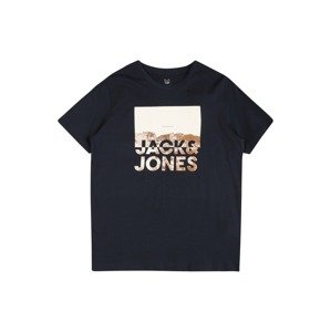 Jack & Jones Junior Tričko 'Alfie' krémová / námořnická modř / světle hnědá
