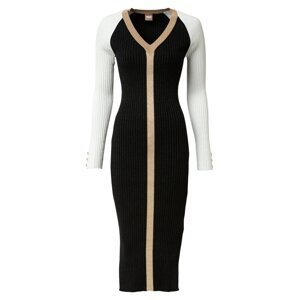 BOSS Black Úpletové šaty 'Ficino'  zlatá / černá / bílá