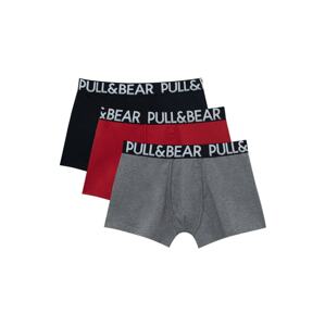 Pull&Bear Boxerky  šedý melír / červená / černá / bílá