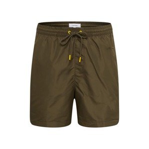 Calvin Klein Swimwear Plavecké šortky žlutá / tmavě zelená / bílá
