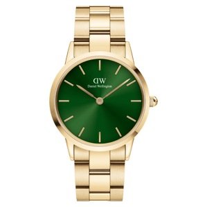 Daniel Wellington Analogové hodinky 'Iconic Link Emerald G Green'  zlatá / trávově zelená