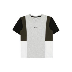 BOSS Kidswear Tričko  světle šedá / tmavě zelená / černá / bílá