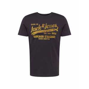 JACK & JONES Tričko  zlatá / černá