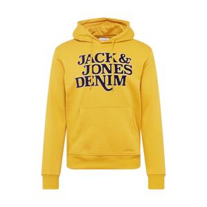 JACK & JONES Mikina 'Rack' zlatě žlutá / černá / bílá