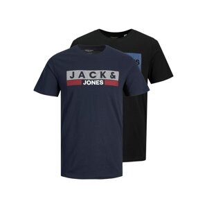 JACK & JONES Tričko  marine modrá / karmínově červené / černá / bílá