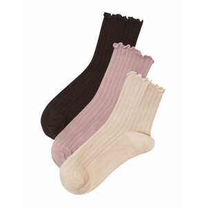 Pull&Bear Ponožky  krémová / čokoládová / růžová