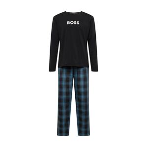 BOSS Black Pyžamo dlouhé 'Easy' azurová modrá / černá / bílá