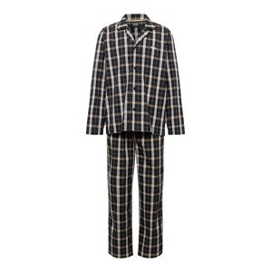 BOSS Black Pyžamo dlouhé nažloutlá / černá / barva vaječné skořápky