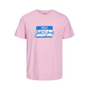JACK & JONES Tričko modrá / světle růžová / bílá