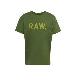 G-Star RAW Tričko 'Stencil' rákos / tmavě zelená