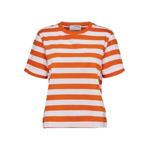 SELECTED FEMME Tričko tmavě oranžová / bílá