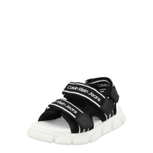 Calvin Klein Jeans Otevřená obuv 'Velcro'  černá / bílá