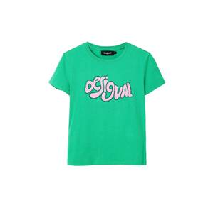 Desigual Tričko 'Barcelona' zelená / růžová / černá