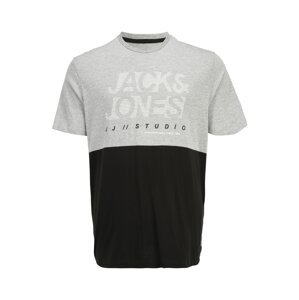 Jack & Jones Plus Tričko 'MARCO' šedý melír / černá / bílá