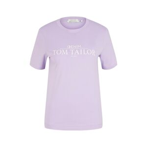 TOM TAILOR DENIM Tričko  pastelová fialová / barva bílé vlny