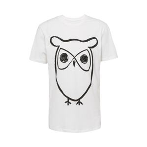 KnowledgeCotton Apparel Tričko 'Big Owl' černá / bílá