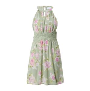 VILA Koktejlové šaty 'Milina' zelená / pastelově zelená / růžová / bílá