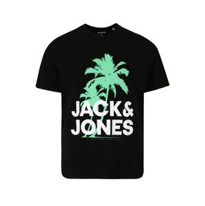 Jack & Jones Plus Tričko 'WAVY' mátová / černá / bílá