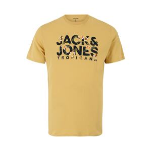 Jack & Jones Plus Tričko 'BECS'  hořčicová / oranžová / černá / bílá