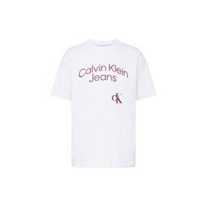 Calvin Klein Jeans Tričko vínově červená / bílá