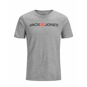 JACK & JONES Tričko šedý melír / pastelově červená / černá