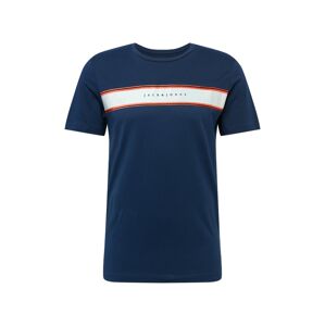 JACK & JONES Tričko 'Logans'  námořnická modř / bílá / tmavě oranžová