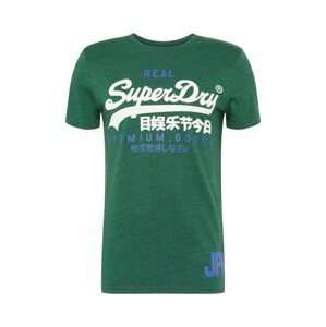 Superdry Tričko  modrá / zelený melír / bílá
