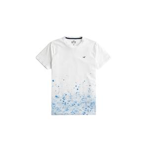 HOLLISTER T-Shirt 'PAINT SPLATTER'  bílá / modrá