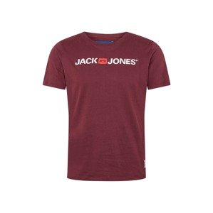 JACK & JONES Tričko 'HISTORY'  burgundská červeň / bílá